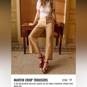 Sezane Martin crop trousers in an ochre check pattern